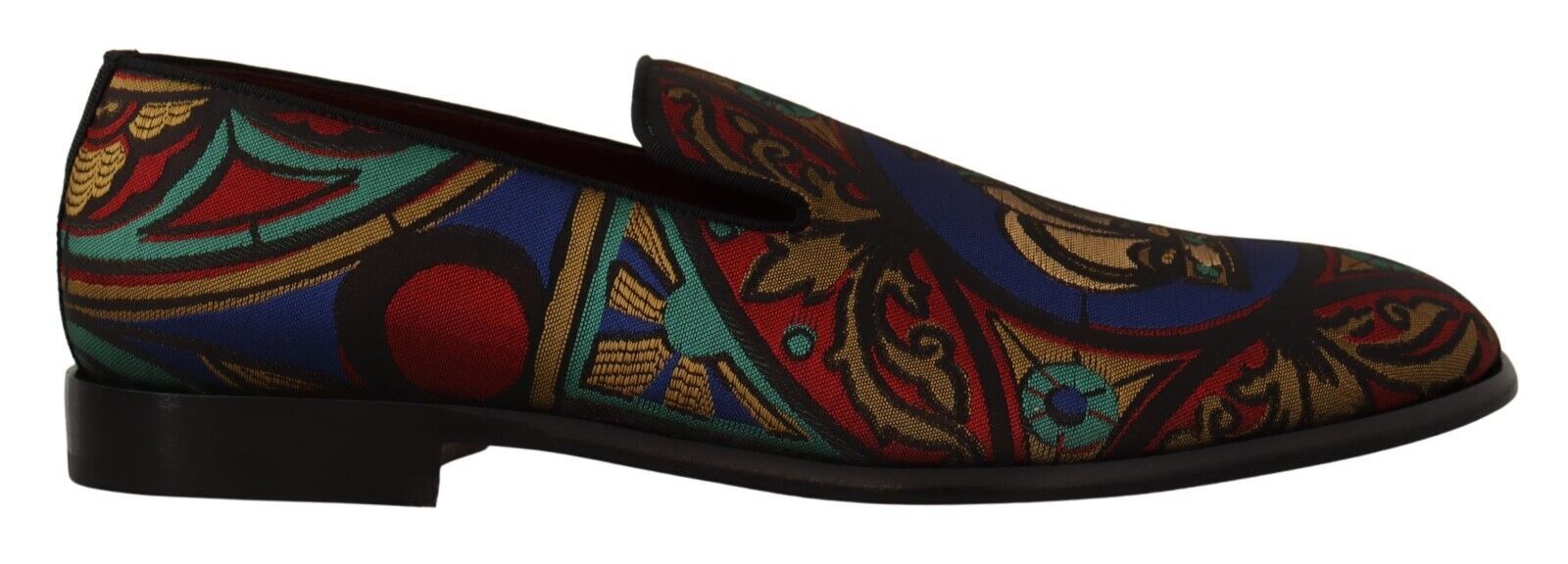 Dolce & Gabbana Multicolor Jacquard Crown Slippers Loafers Shoes | Regal Royce