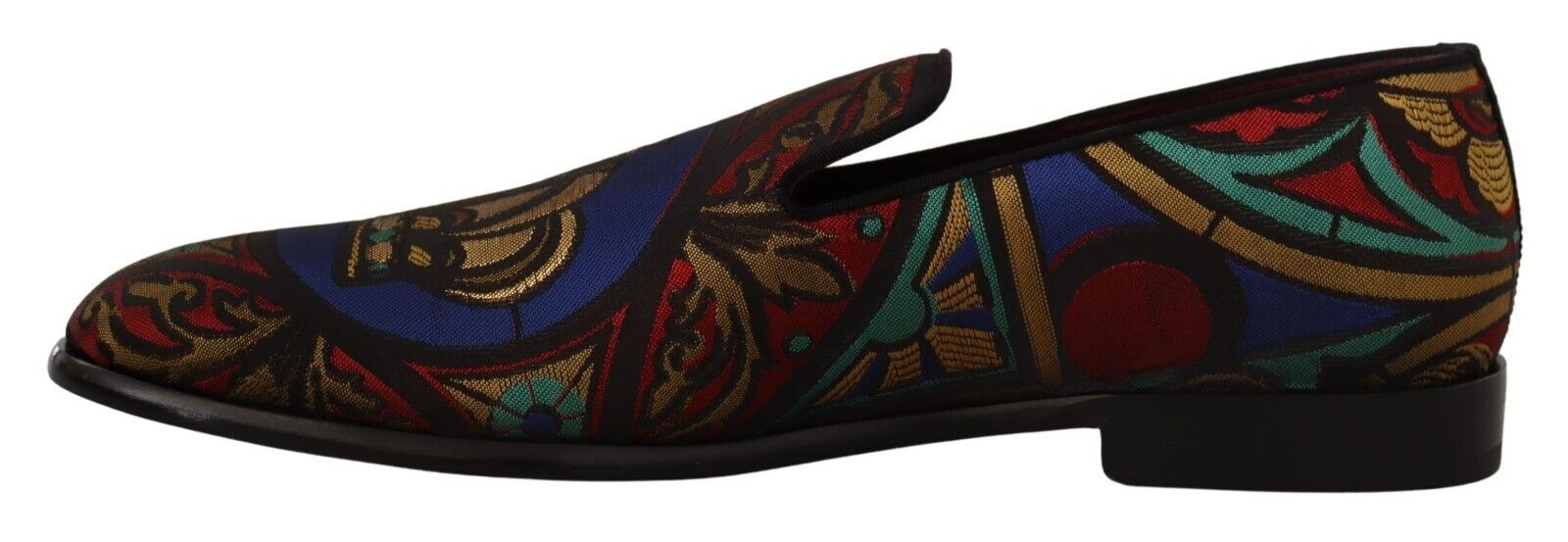 Dolce & Gabbana Multicolor Jacquard Crown Slippers Loafers Shoes | Regal Royce