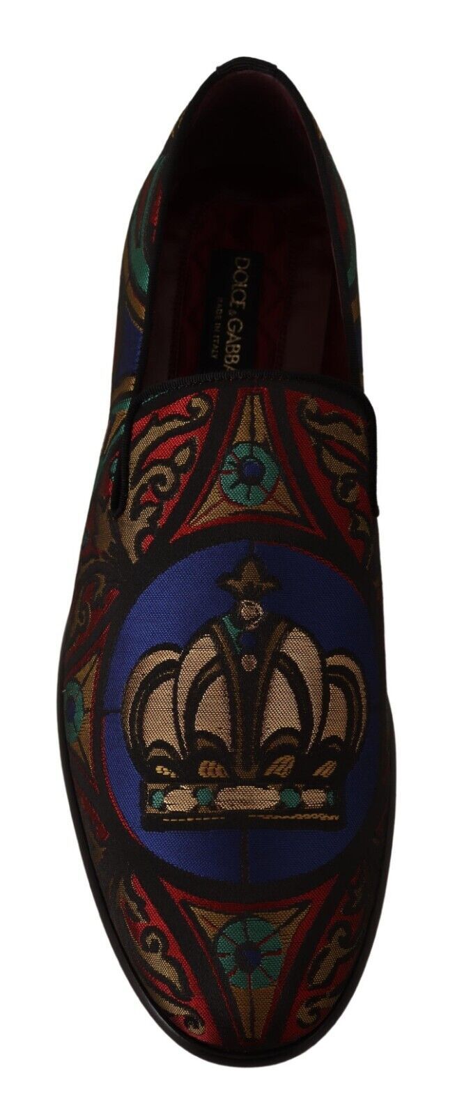 Dolce & Gabbana Multicolor Jacquard Crown Slippers Loafers Shoes | Regal Royce