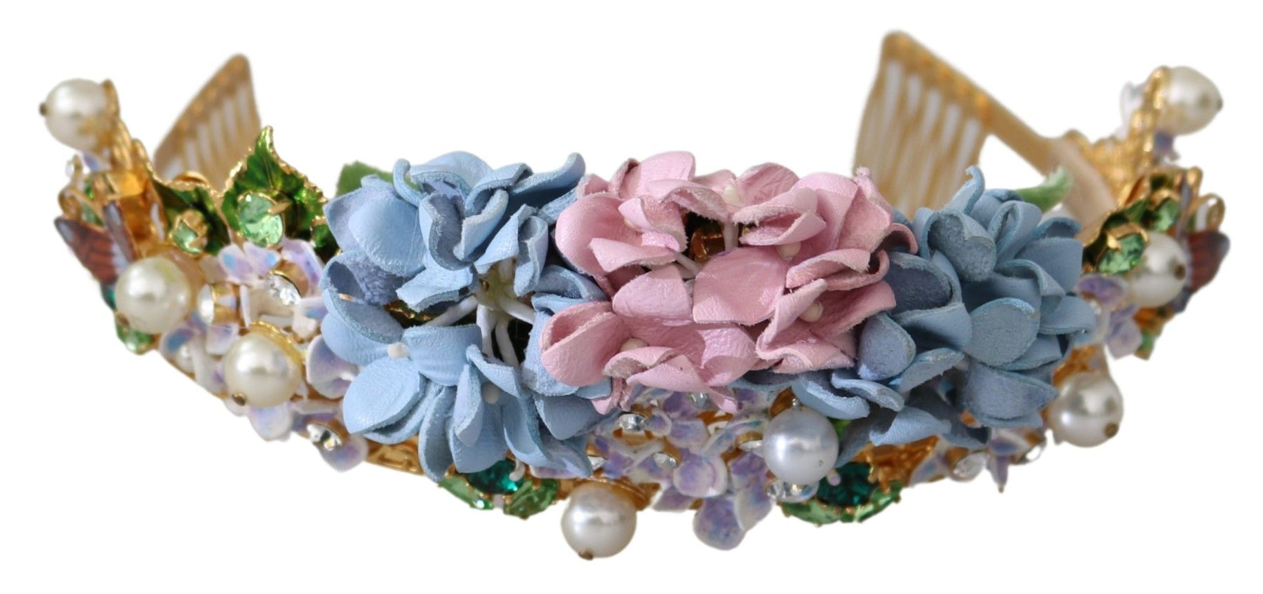 Dolce & Gabbana Gold Crystal Purple Hortensia Headband Crown Diadem | Regal Royce