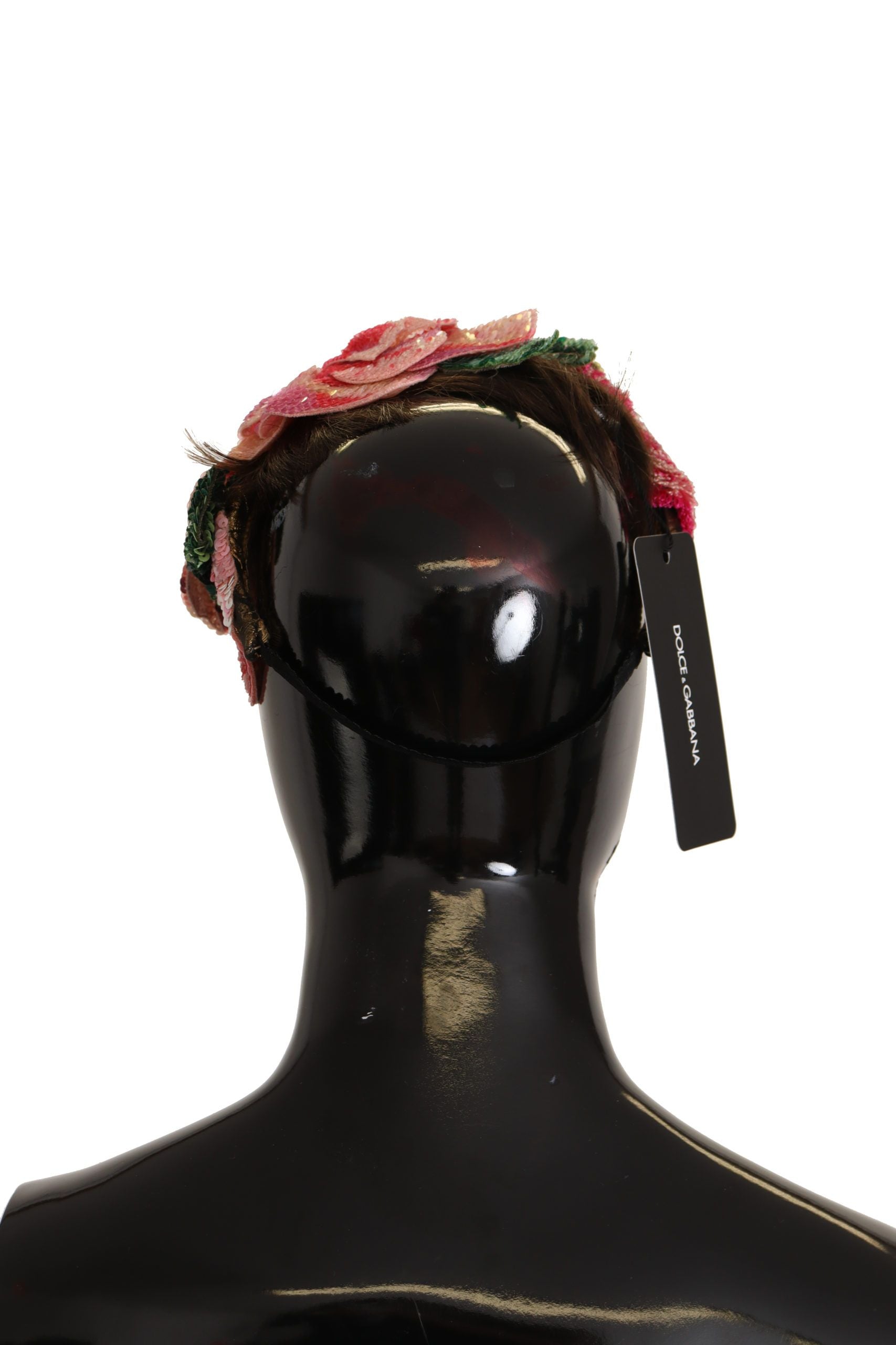 Dolce & Gabbana Multicolor Sequined Lurex Black Hair Headband | Regal Royce