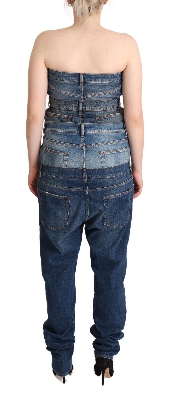 Dolce & Gabbana Dark Blue Cotton Strapless Denim Jumpsuit Dress | Regal Royce