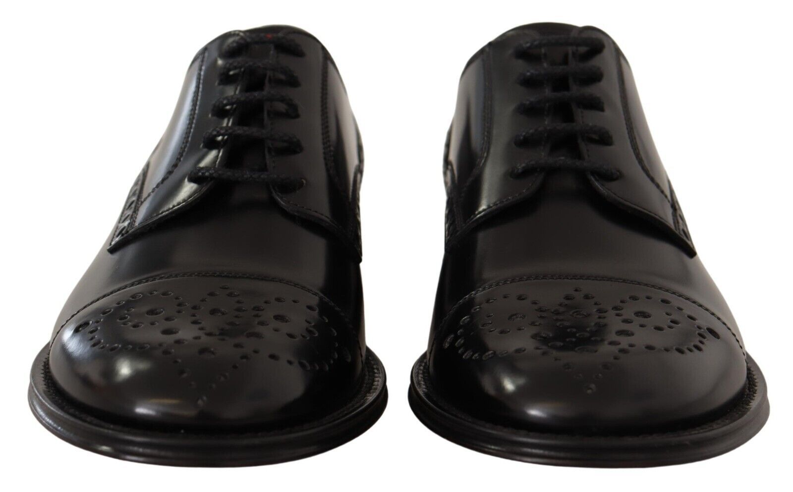 Dolce & Gabbana Black Leather Wingtip Mens Formal Derby Shoes | Regal Royce