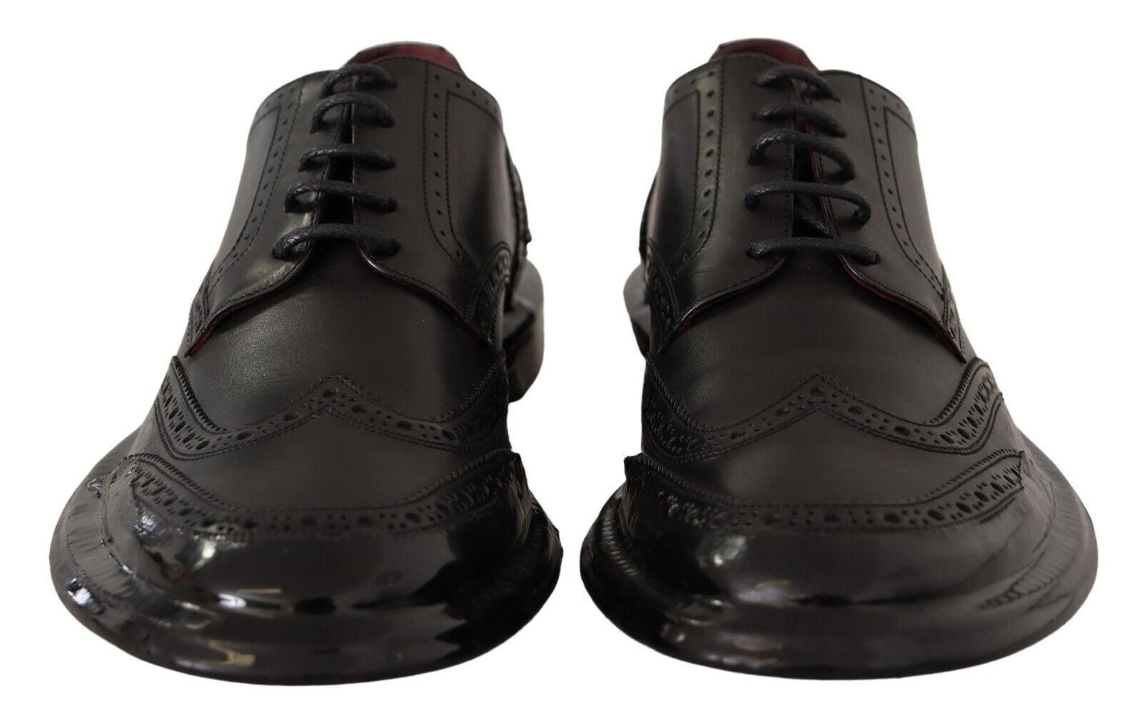 Dolce & Gabbana Black Leather Oxford Wingtip Formal Derby Shoes | Regal Royce