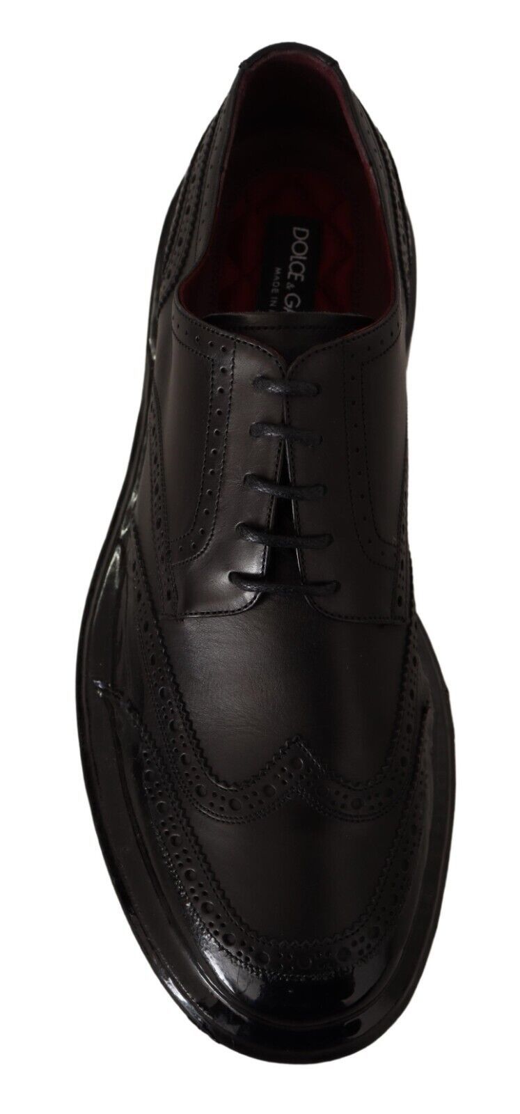 Dolce & Gabbana Black Leather Oxford Wingtip Formal Derby Shoes | Regal Royce