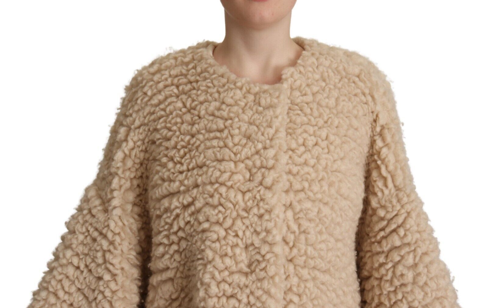 Dolce & Gabbana Beige Cashmere Wool Faux Fur Coat Jacket | Regal Royce