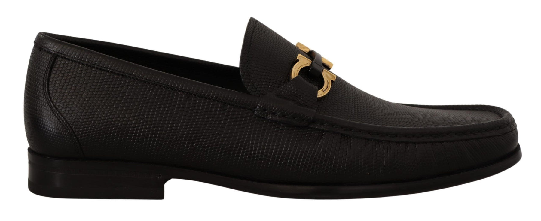 Salvatore Ferragamo Black Calf Leather Moccasins Loafers Shoes | Regal Royce