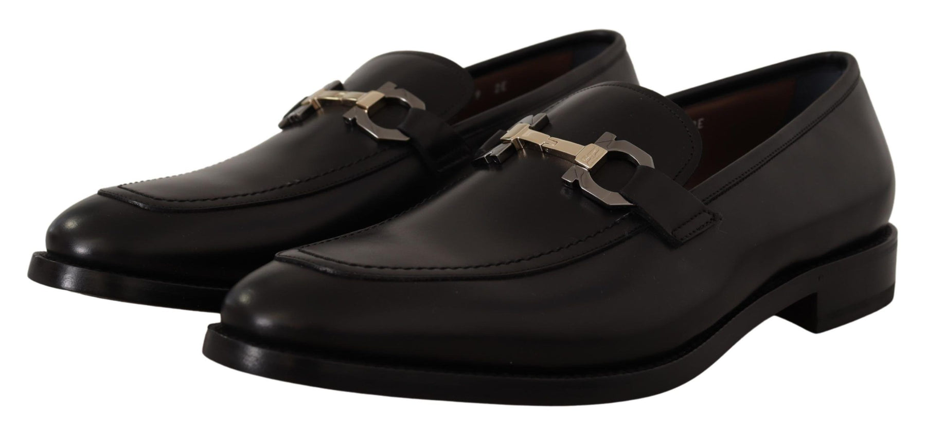 Salvatore Ferragamo Black Calf Leather Moccasin Formal Shoes | Regal Royce