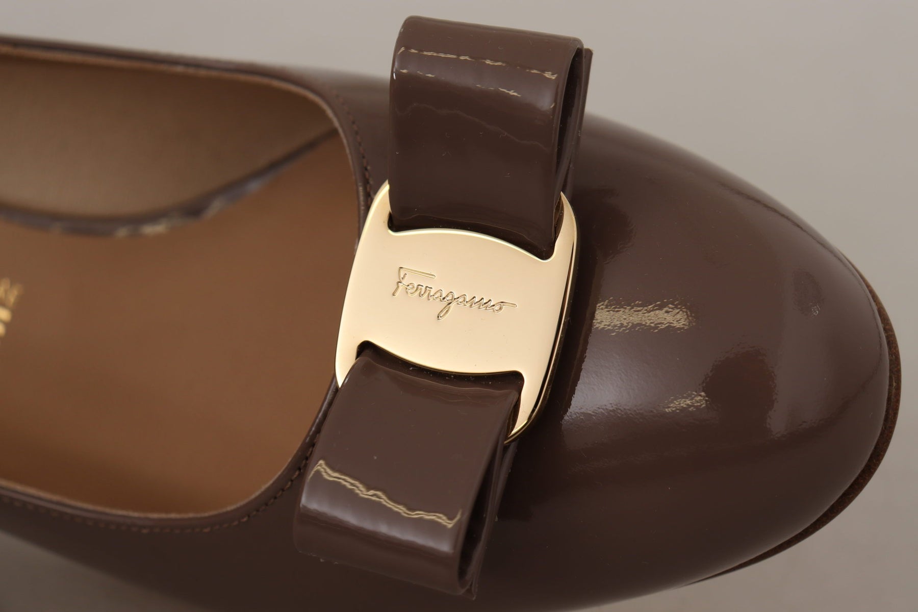 Salvatore Ferragamo Brown Naplak Calf Leather Pumps Shoes | Regal Royce