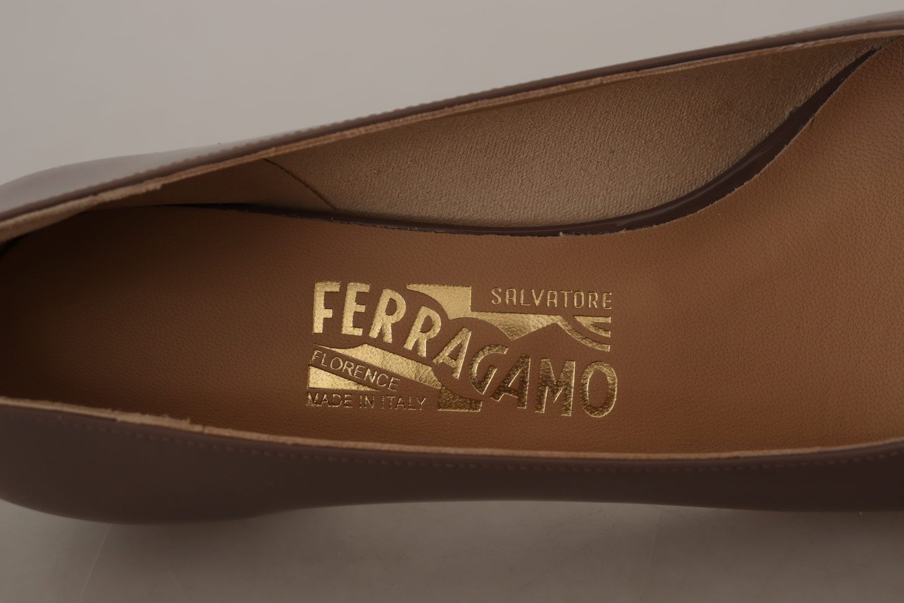 Salvatore Ferragamo Brown Naplak Calf Leather Pumps Shoes | Regal Royce