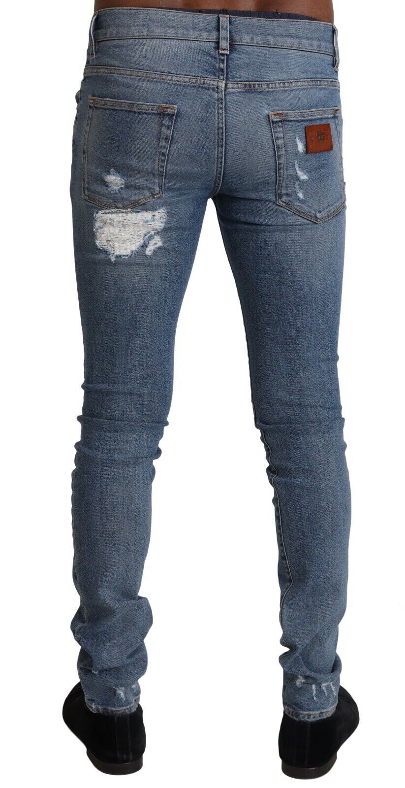 Dolce & Gabbana Light Blue Tattered Cotton Denim Skinny Jeans | Regal Royce