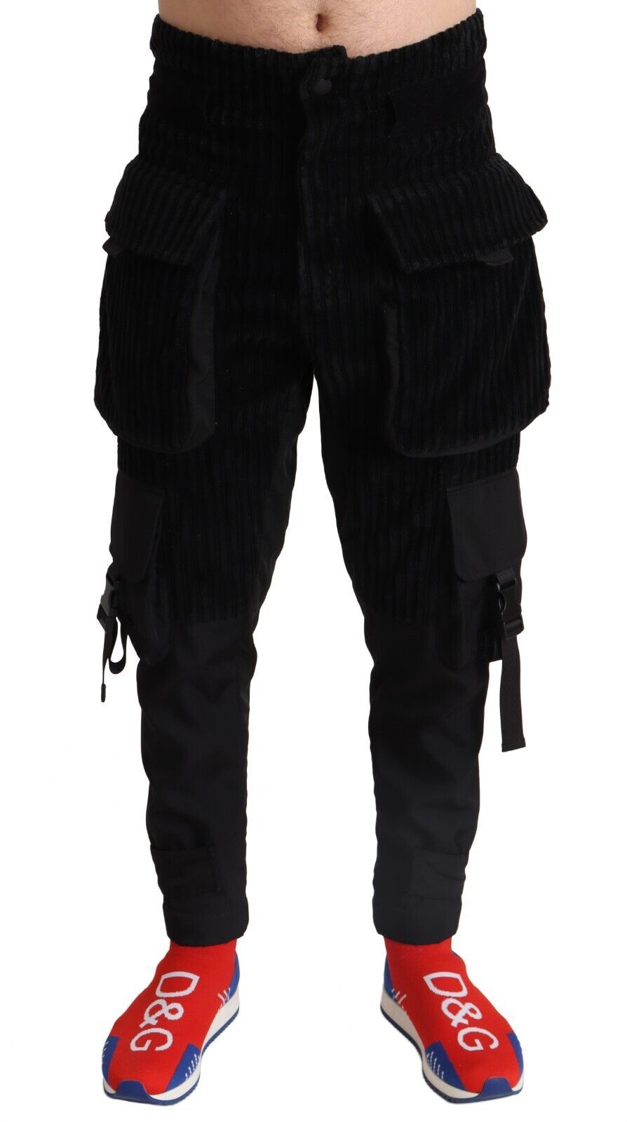 Dolce & Gabbana Black Cotton Skinny Corduroy Cargo Pants | Regal Royce