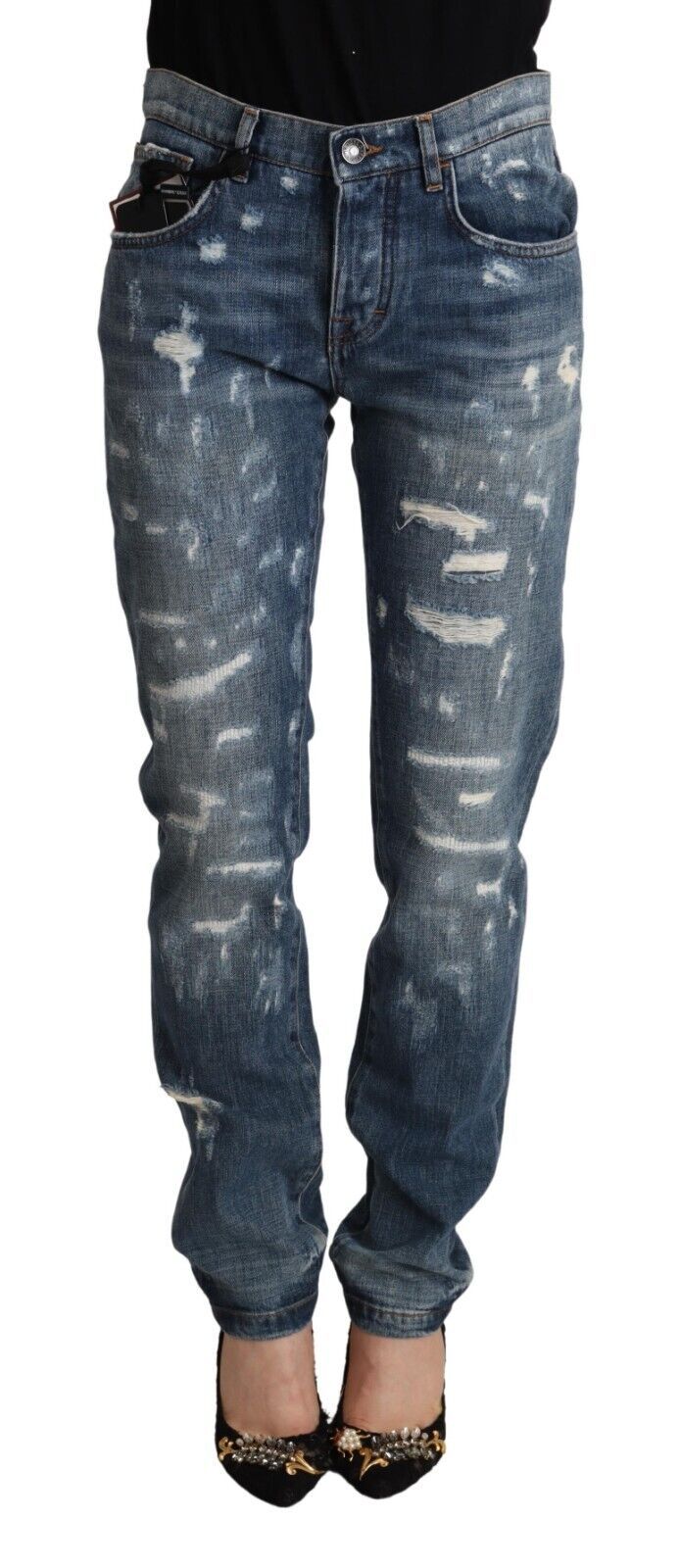 Dolce & Gabbana Blue Distressed Denim BOYFRIEND Skinny Jeans | Regal Royce