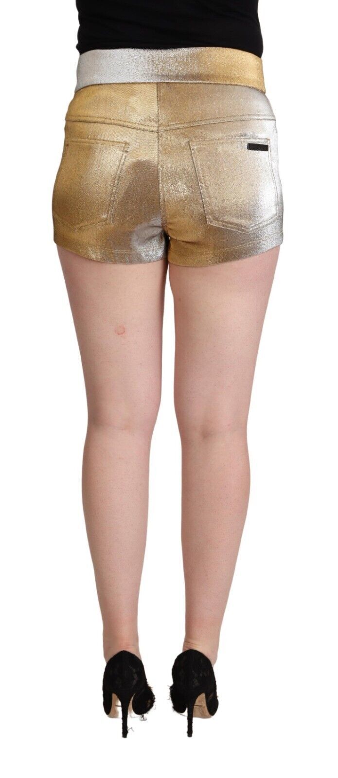 Dolce & Gabbana Metallic Gold Cotton Mid Waist Hot Pants Shorts | Regal Royce