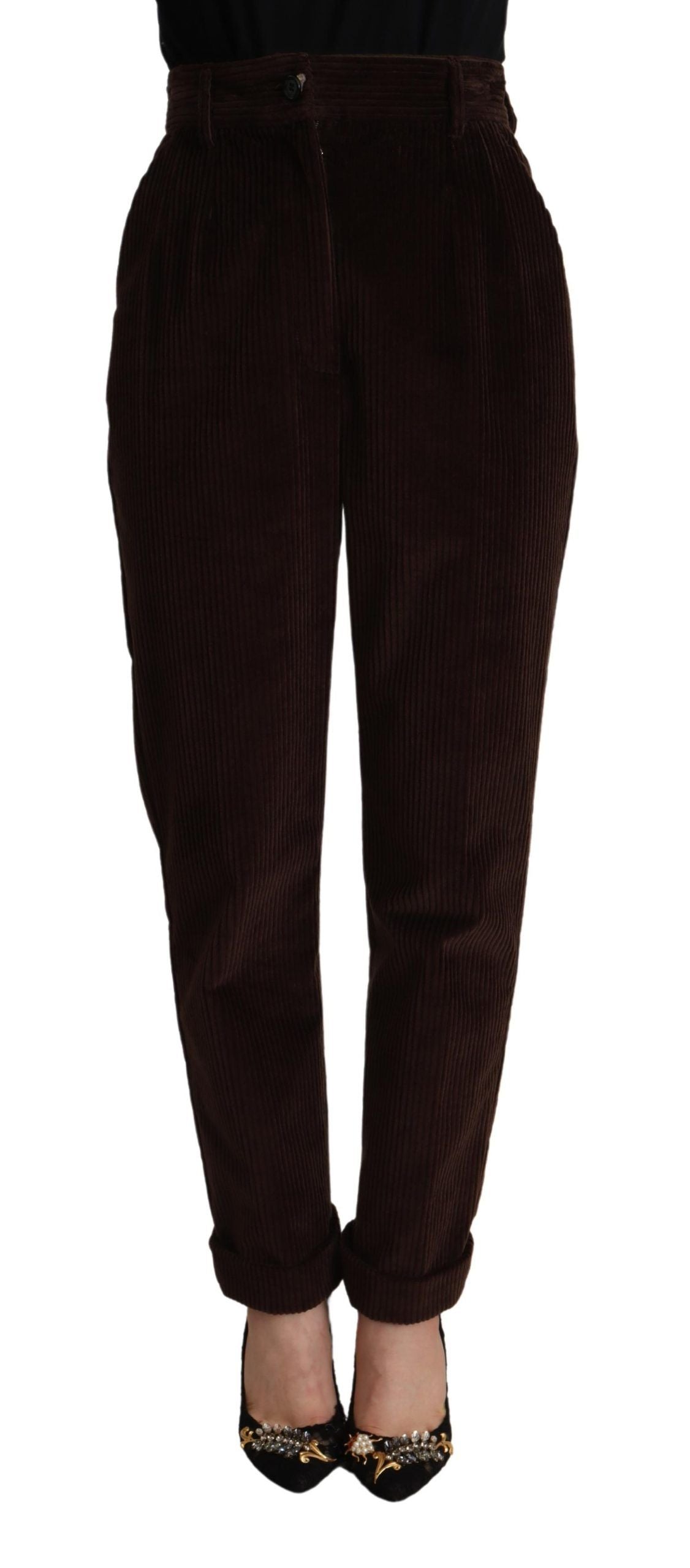 Dolce & Gabbana Bordeaux Corduroy Cotton Trouser Tapered Pants | Regal Royce