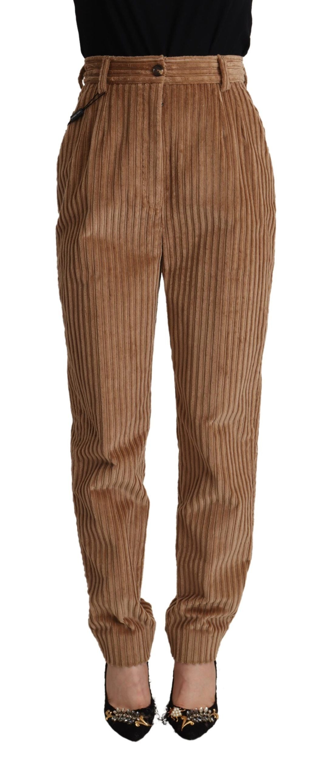 Dolce & Gabbana Brown Corduroy Cotton Trouser Tapered Pants | Regal Royce