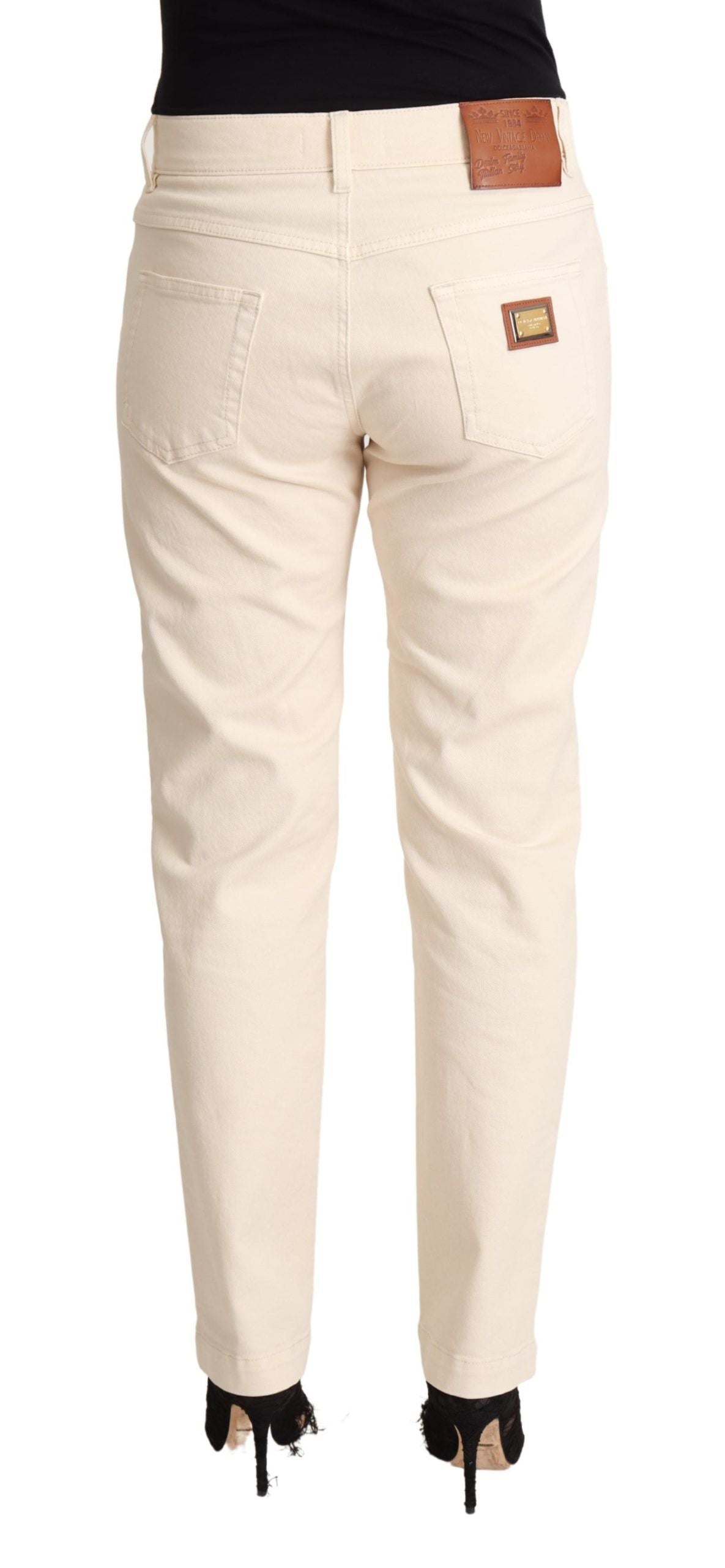 Dolce & Gabbana White Cotton Skinny Denim Women Jeans Pants | Regal Royce