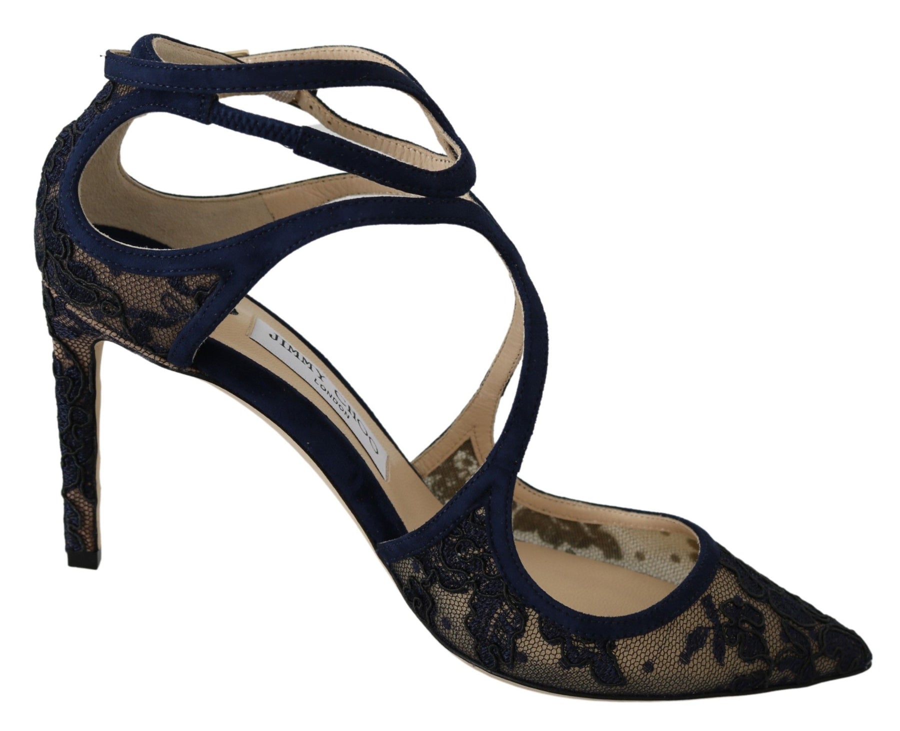 Jimmy Choo Navy Blue Lancer 85 Sandals Pumps | Regal Royce