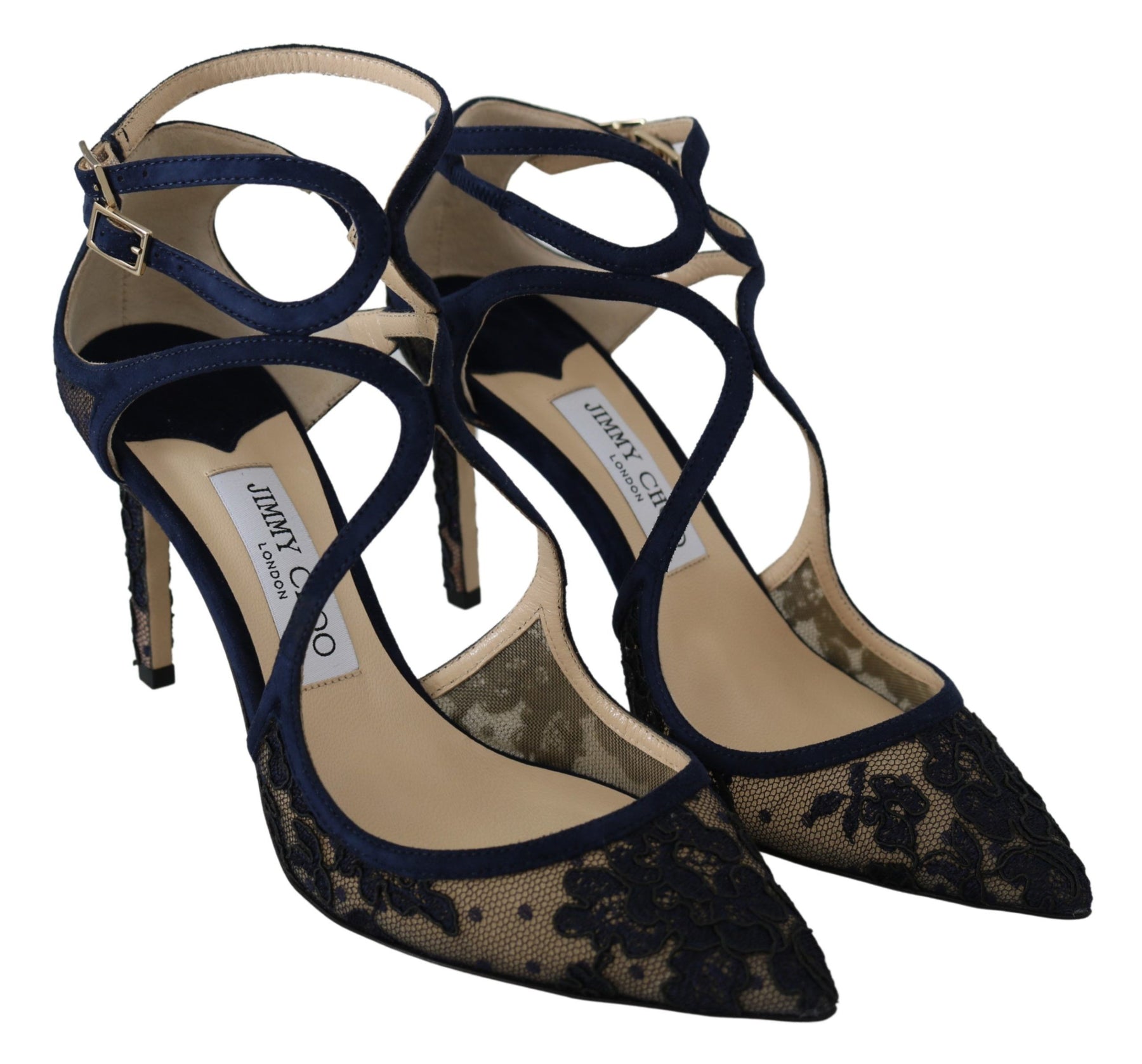 Jimmy Choo Navy Blue Lancer 85 Sandals Pumps | Regal Royce