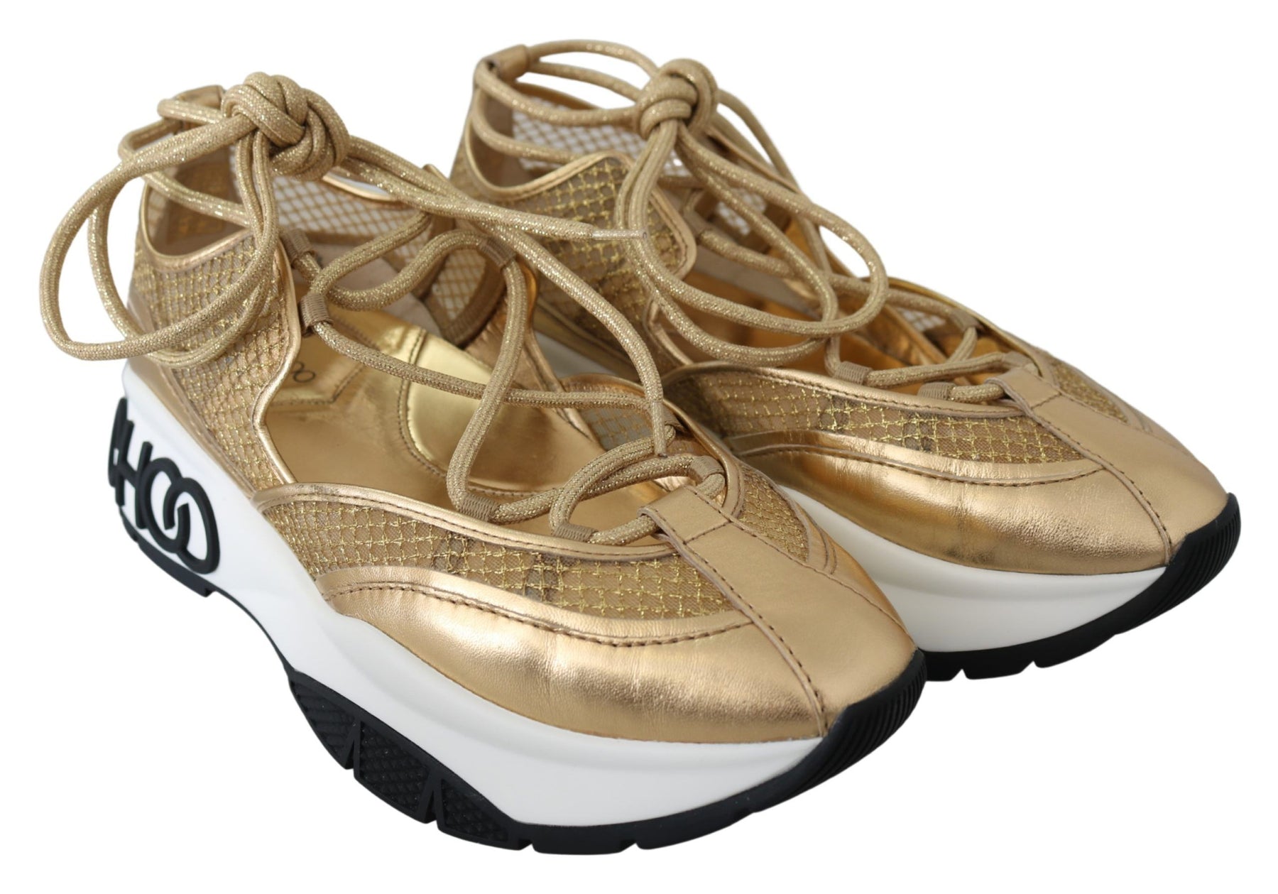 Jimmy Choo Gold Mesh Leather Michigan Sneakers | Regal Royce