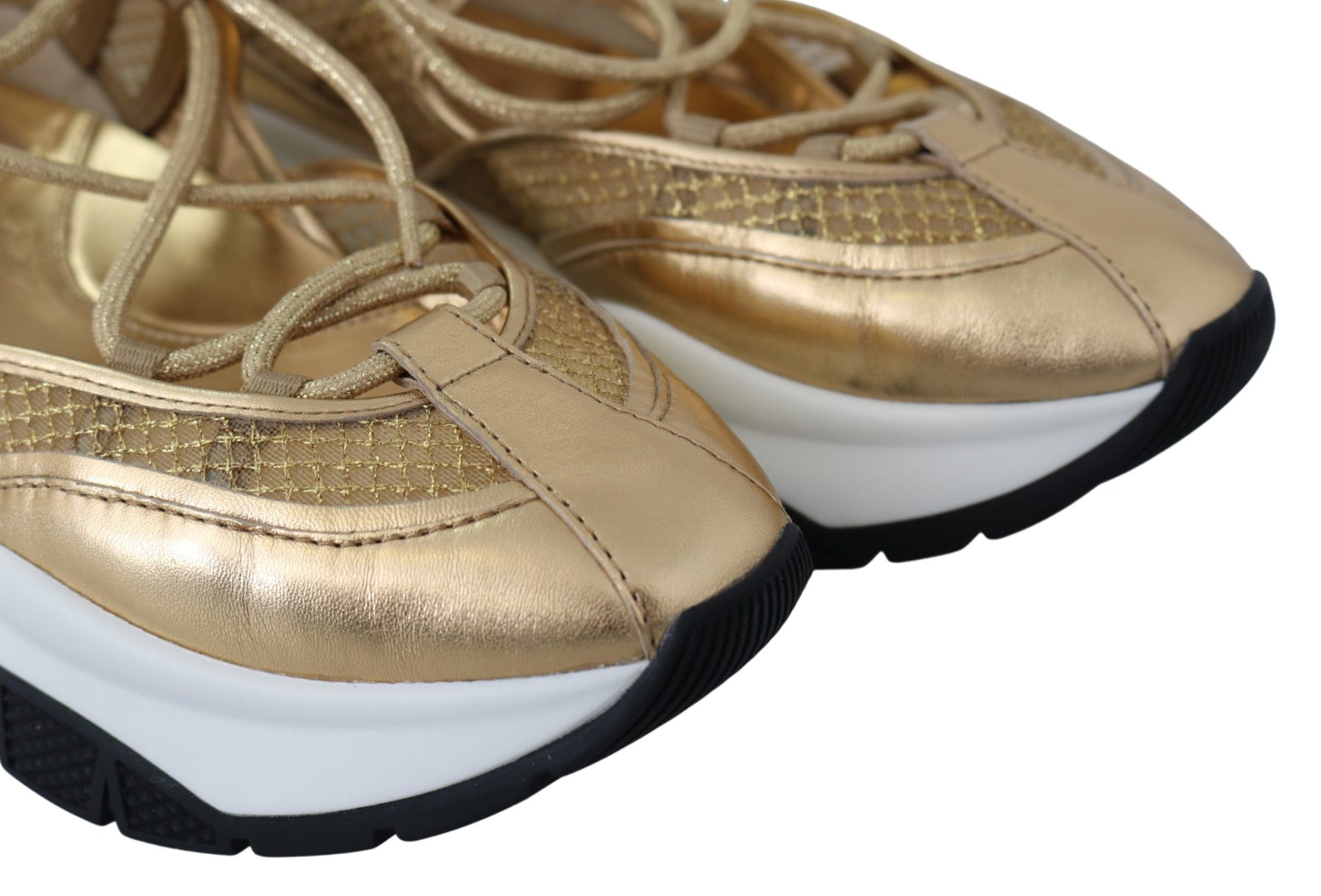 Jimmy Choo Gold Mesh Leather Michigan Sneakers | Regal Royce