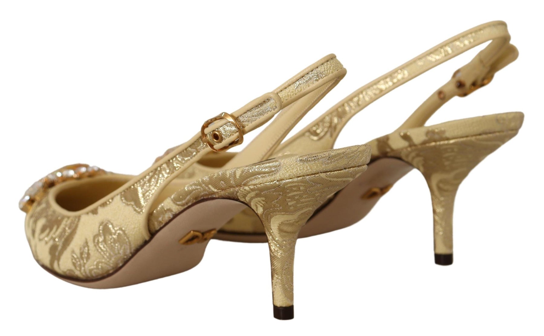 Dolce & Gabbana Gold Crystal Slingbacks Pumps Heels Shoes | Regal Royce