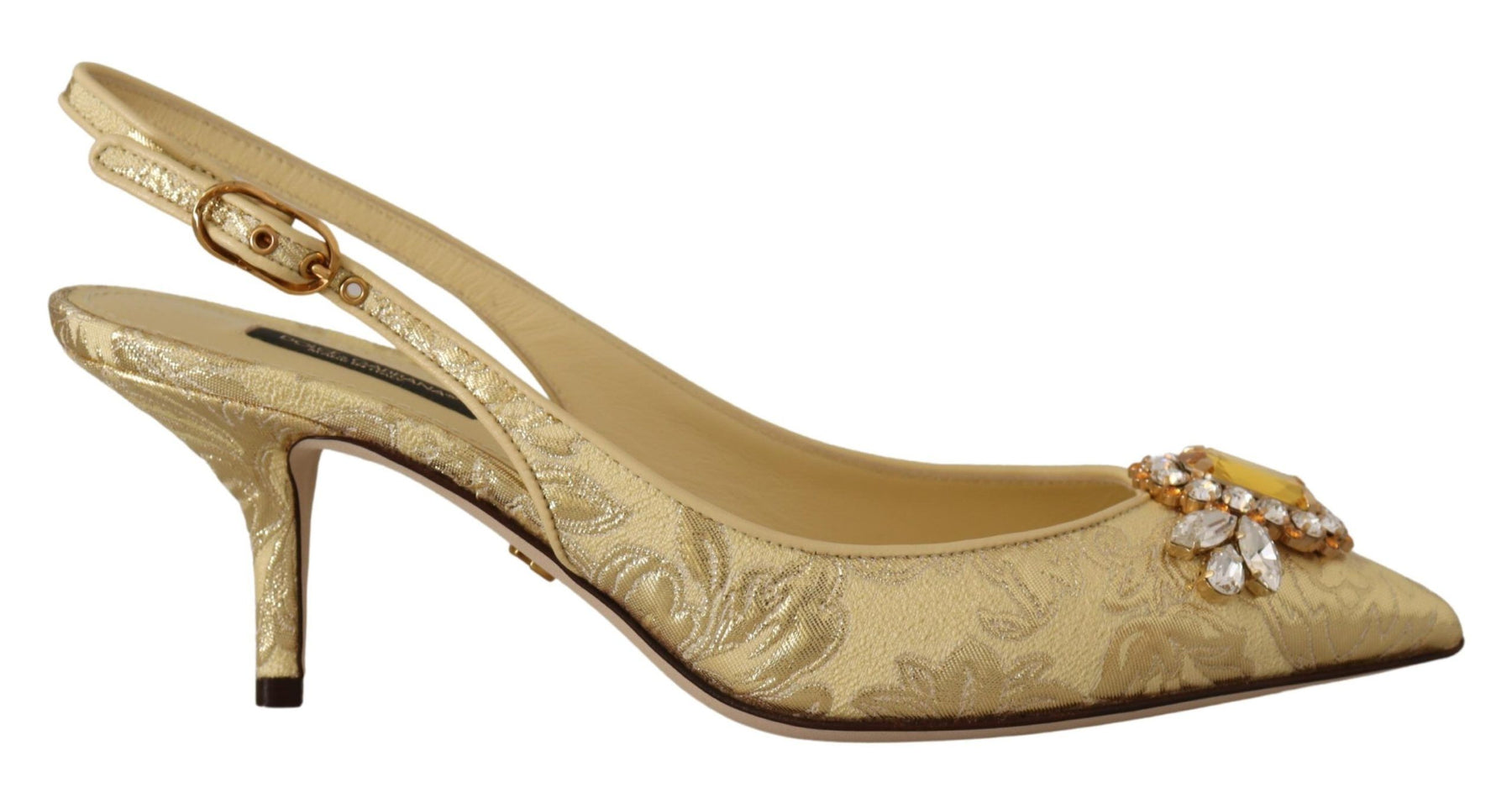 Dolce & Gabbana Gold Crystal Slingbacks Pumps Heels Shoes | Regal Royce