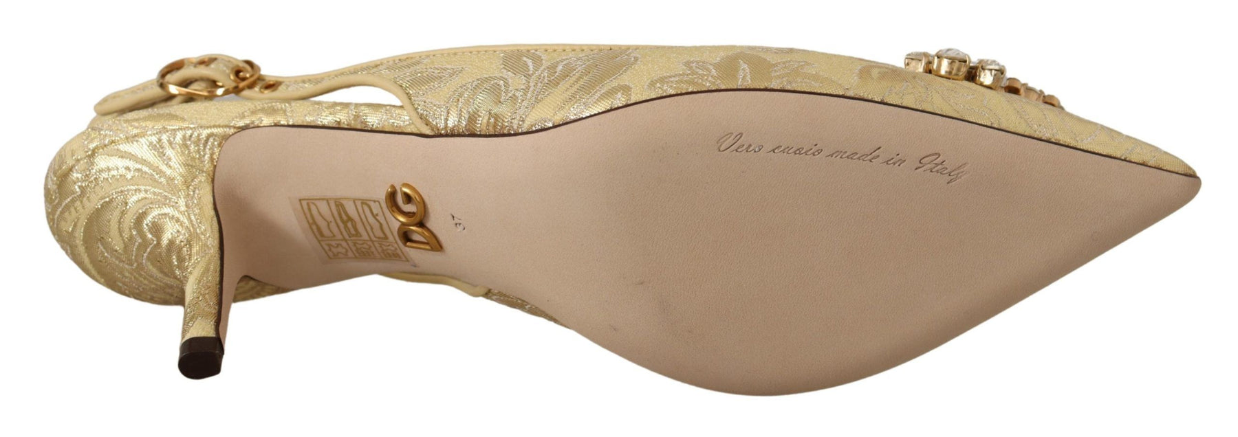 Dolce & Gabbana Gold Crystal Slingbacks Pumps Heels Shoes | Regal Royce