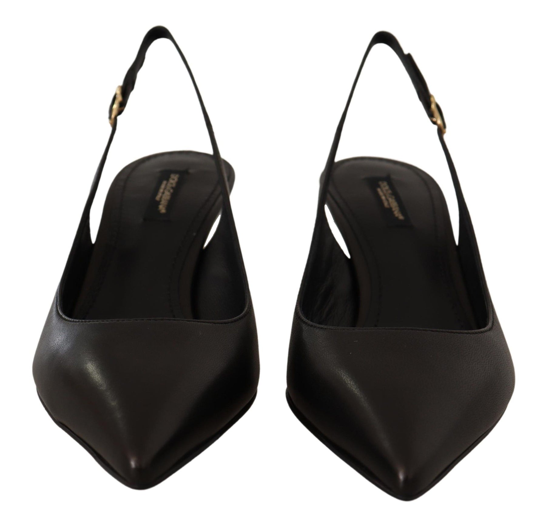 Dolce & Gabbana Black Leather Slingbacks Heels Pumps Shoes | Regal Royce
