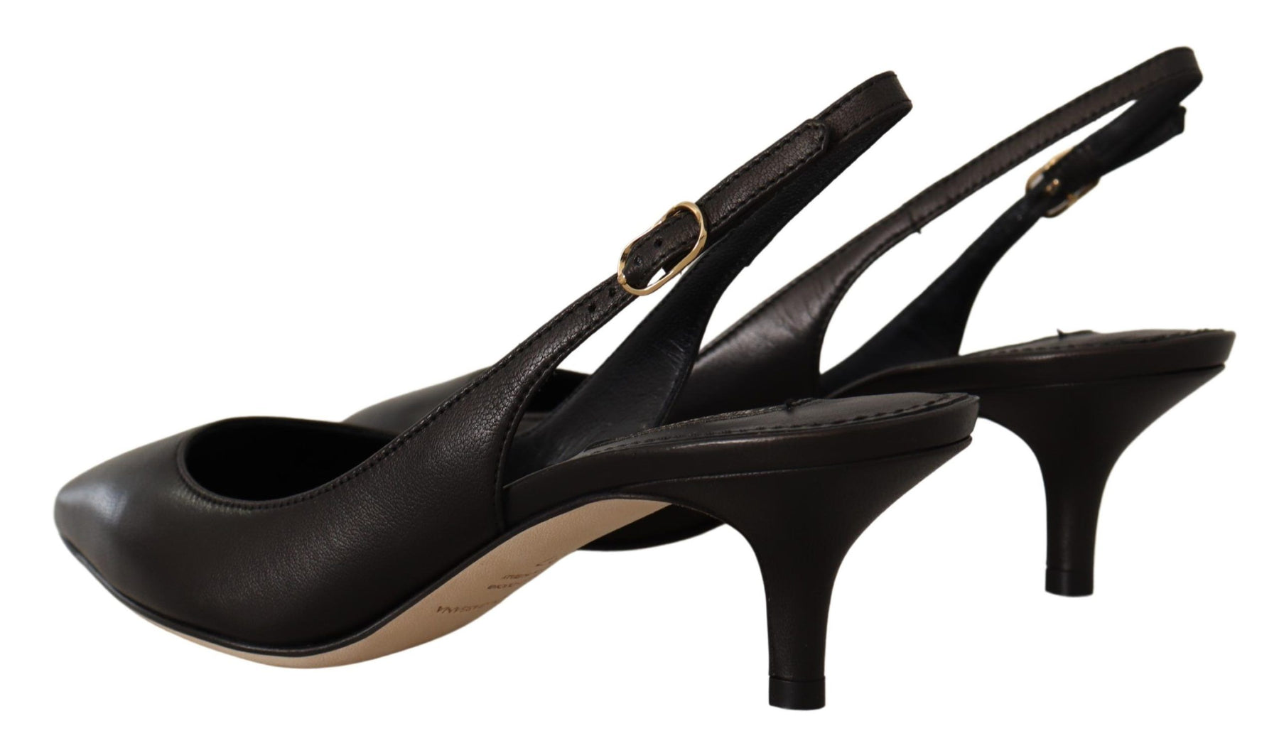 Dolce & Gabbana Black Leather Slingbacks Heels Pumps Shoes | Regal Royce