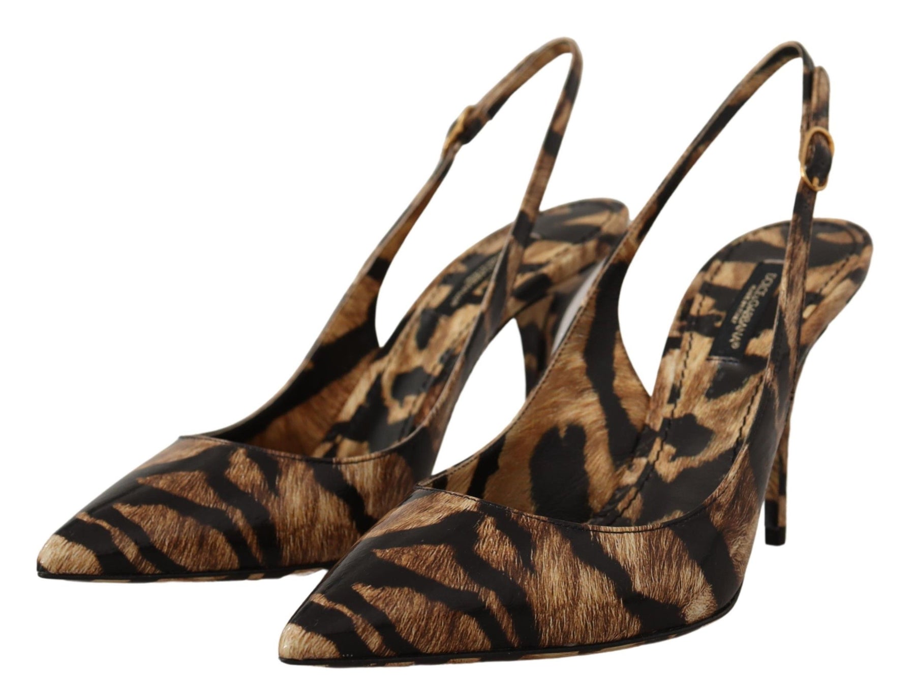 Dolce & Gabbana Brown Slingbacks Leather Tiger Shoes | Regal Royce