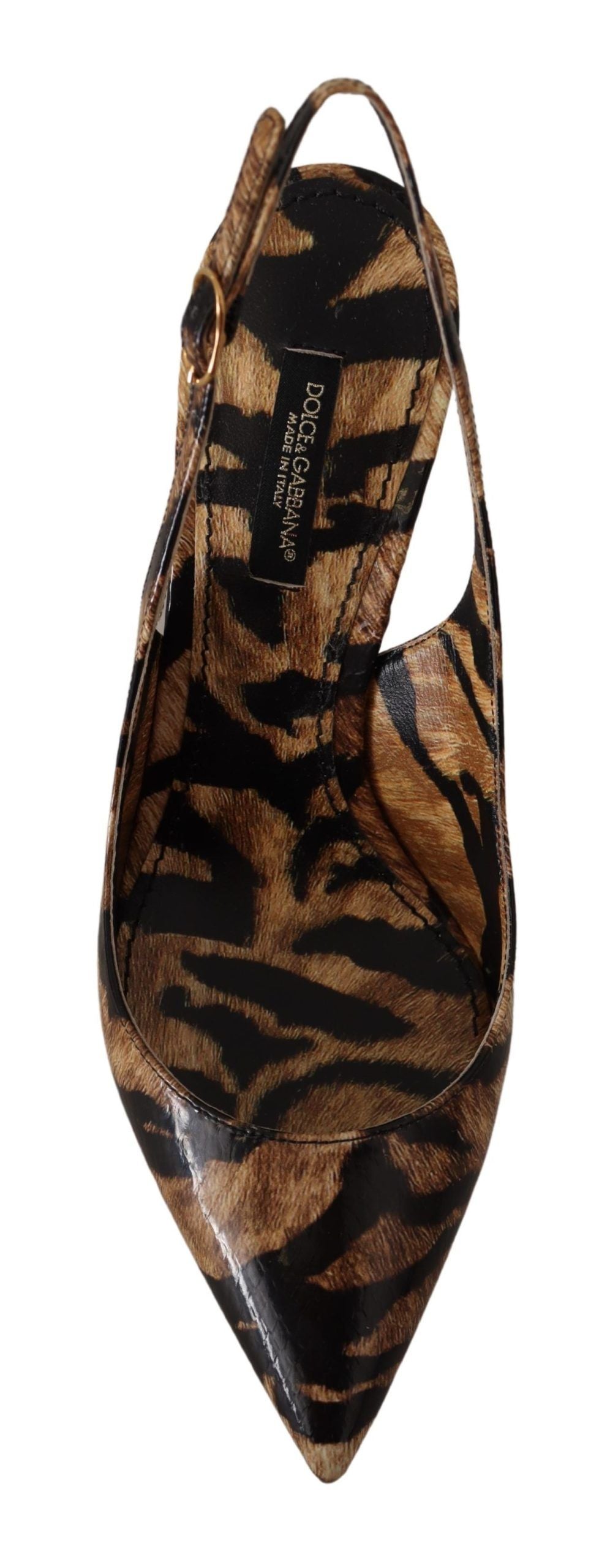 Dolce & Gabbana Brown Slingbacks Leather Tiger Shoes | Regal Royce
