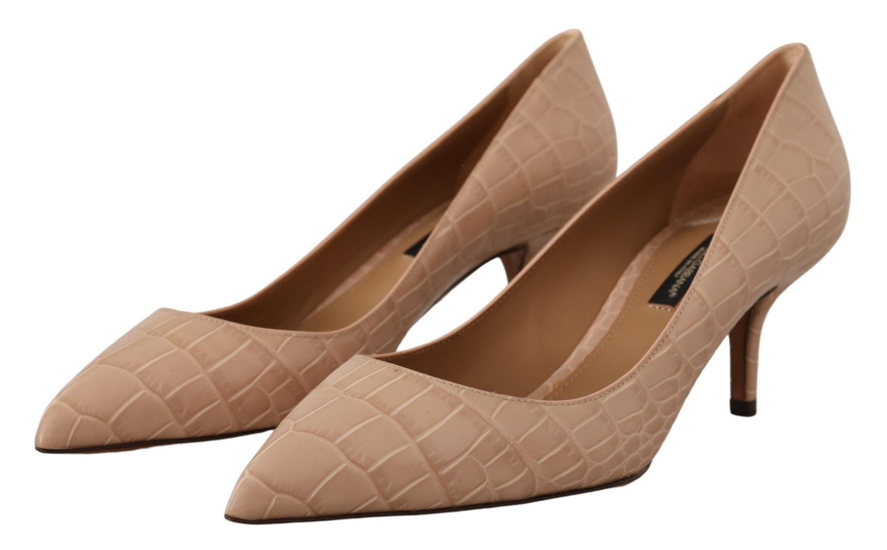 Dolce & Gabbana Beige Leather Pointed Heels Pumps Shoes | Regal Royce