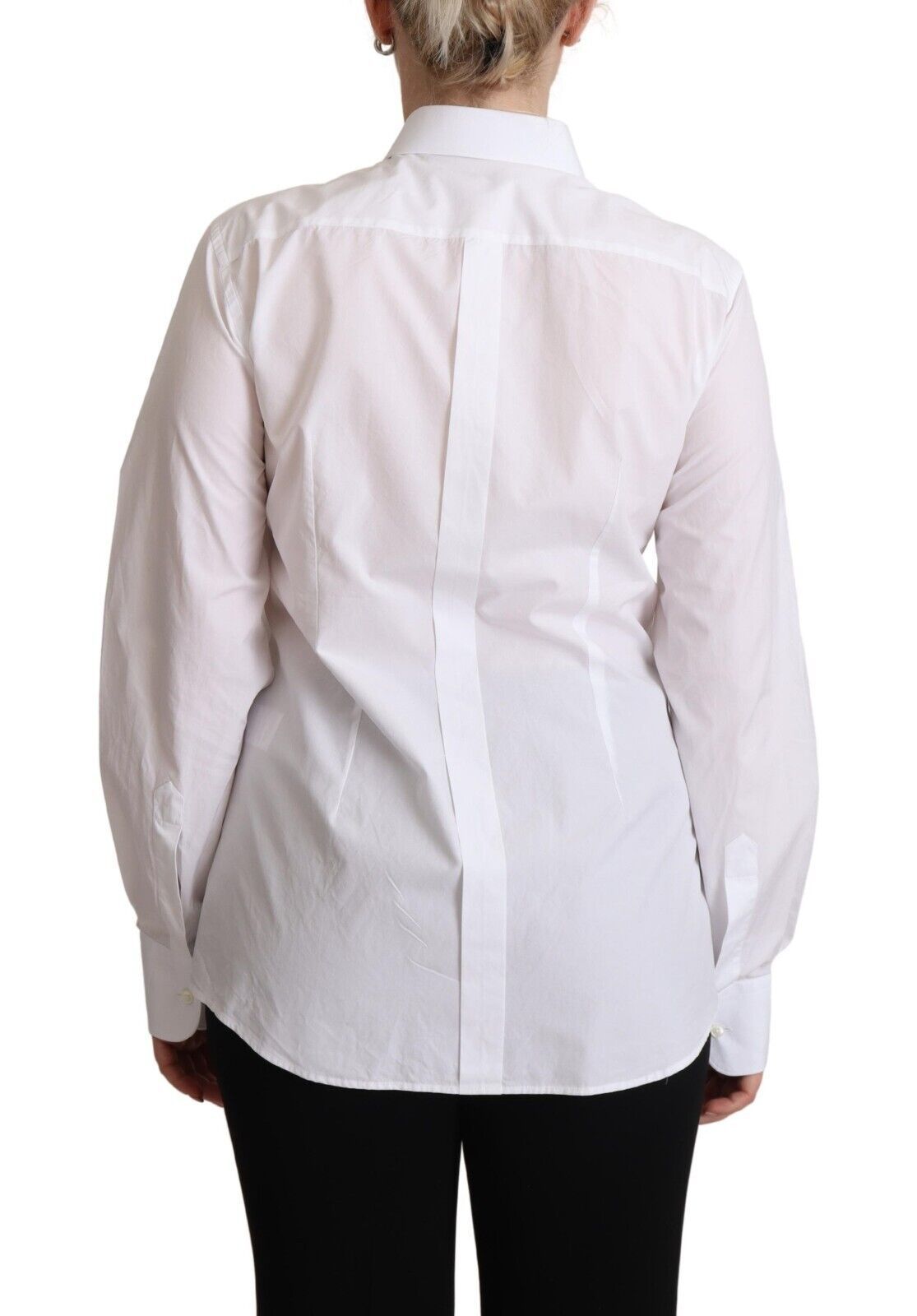 Dolce & Gabbana White Cotton Dress Collared Long Sleeves Shirt Top | Regal Royce