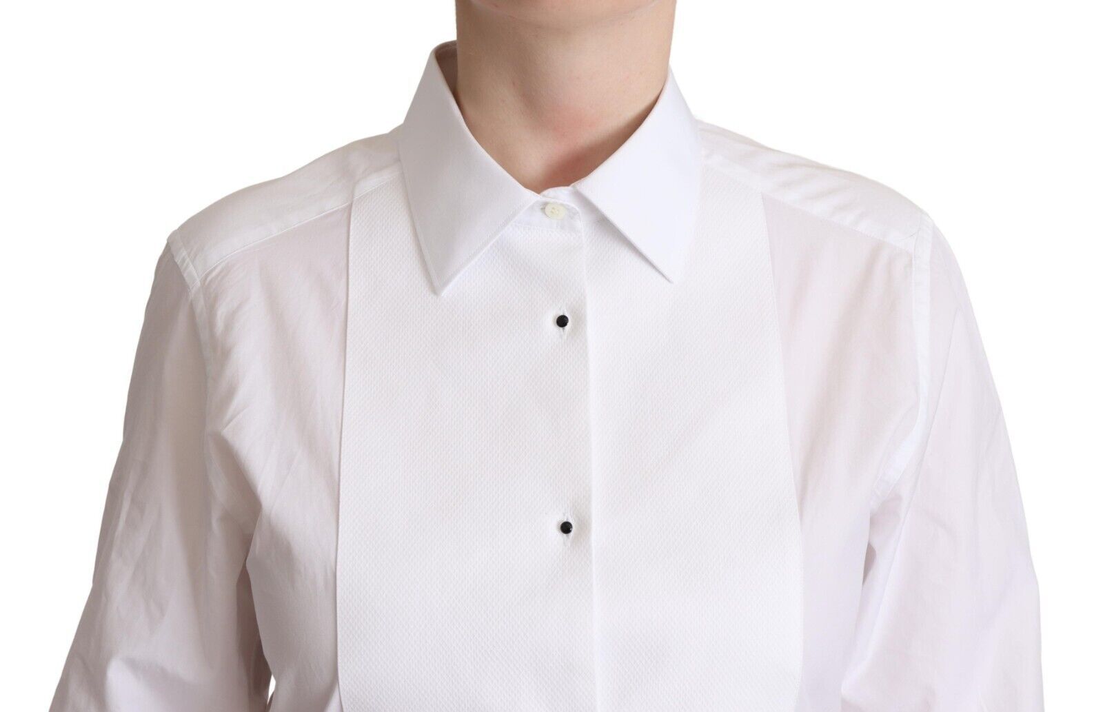 Dolce & Gabbana White Cotton Dress Collared Long Sleeves Shirt Top | Regal Royce