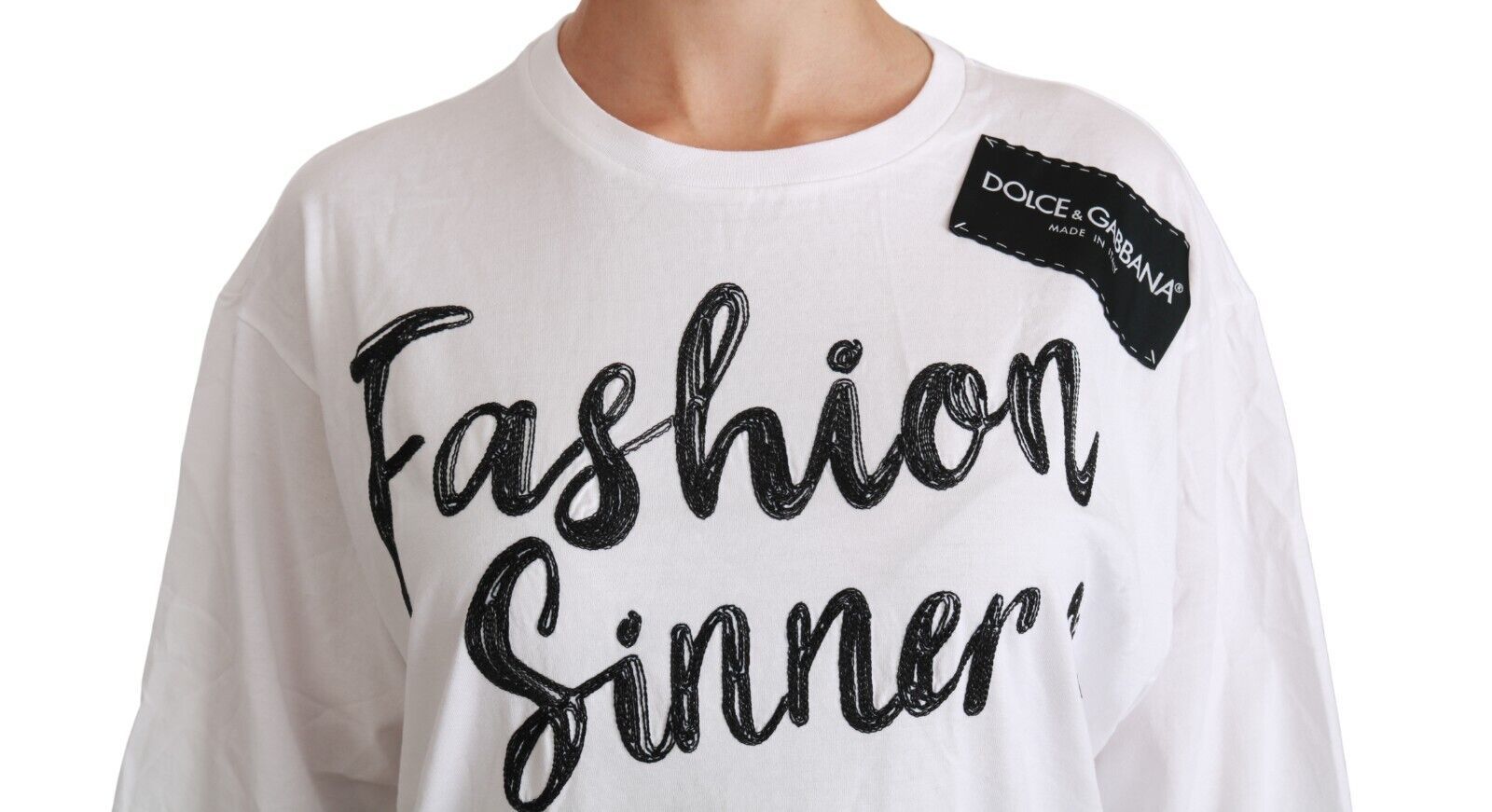 Dolce & Gabbana White Fashion Sinner Cotton Lace T-shirt Top | Regal Royce