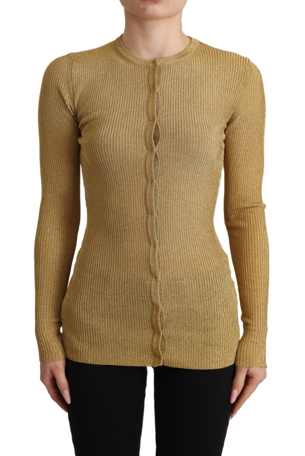 Dolce & Gabbana Gold Viscose Blend Buttons Cardigan Sweater | Regal Royce