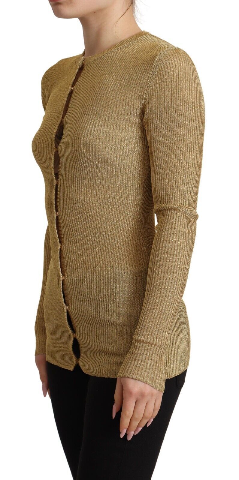 Dolce & Gabbana Gold Viscose Blend Buttons Cardigan Sweater | Regal Royce