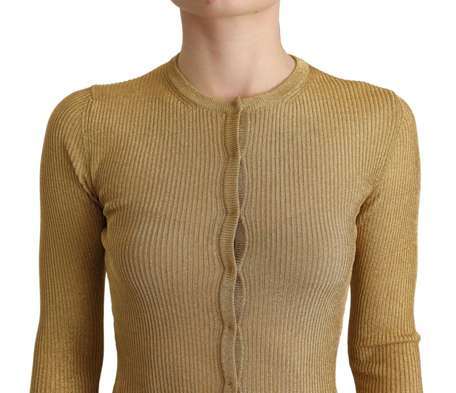 Dolce & Gabbana Gold Viscose Blend Buttons Cardigan Sweater | Regal Royce