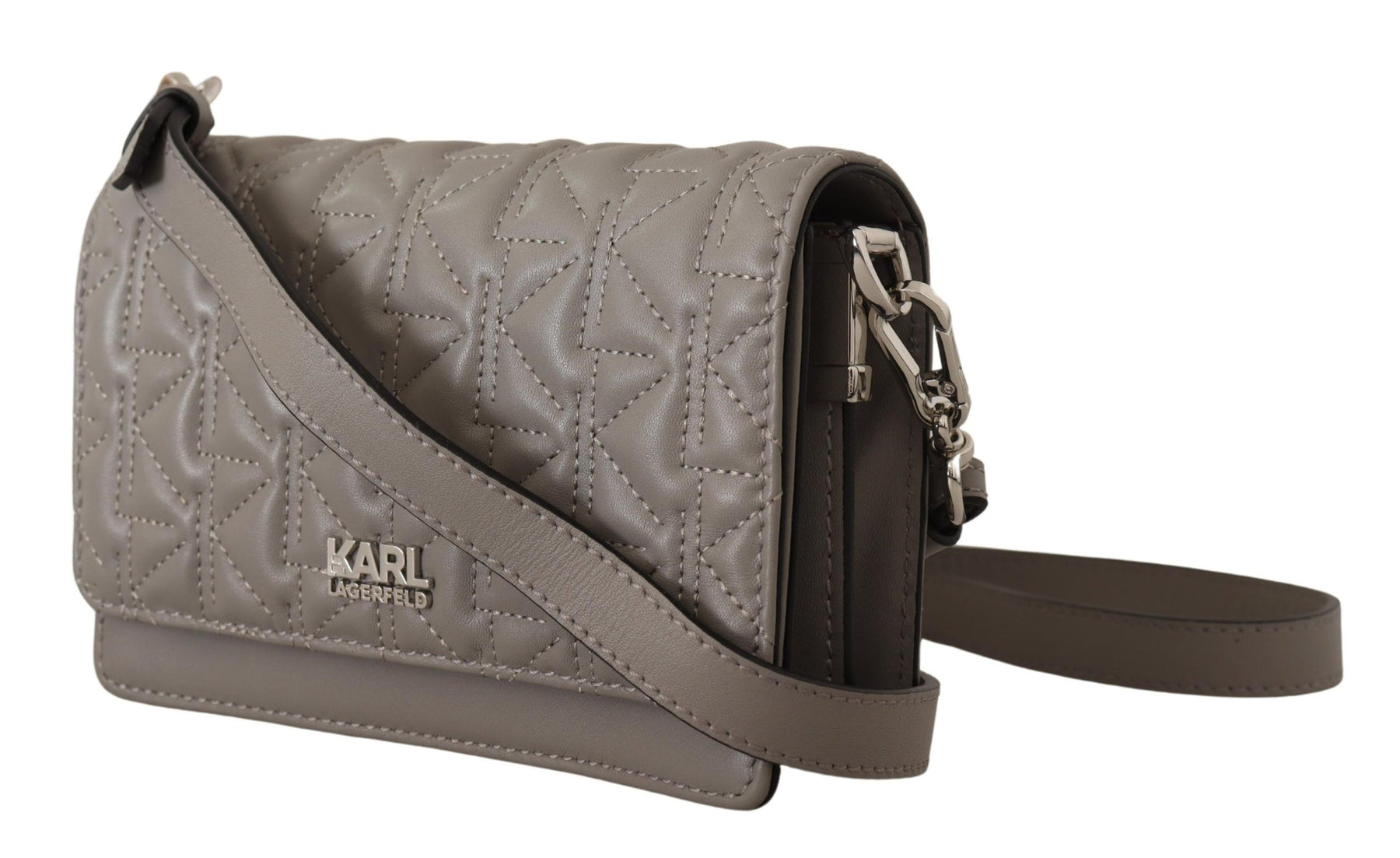 Karl Lagerfeld Light Grey Leather Crossbody Bag | Regal Royce