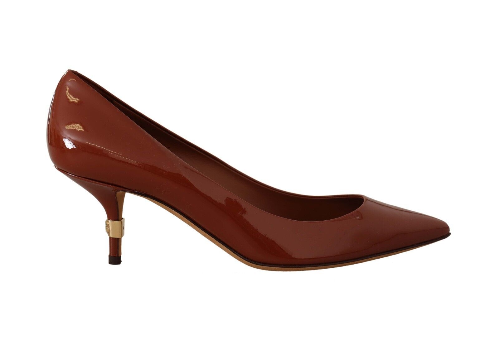 Dolce & Gabbana Brown Kitten Heels Pumps Patent Leather Shoes | Regal Royce