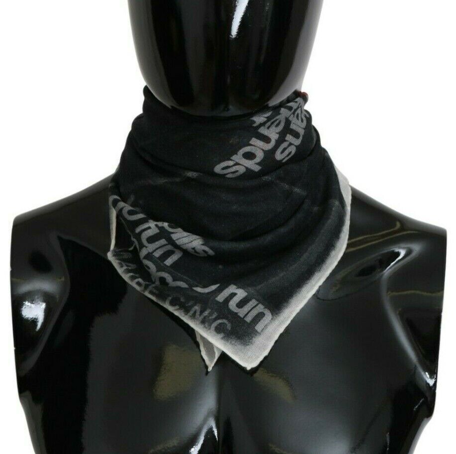 Costume National Dark Gray Wool Foulard Branded Scarf | Regal Royce