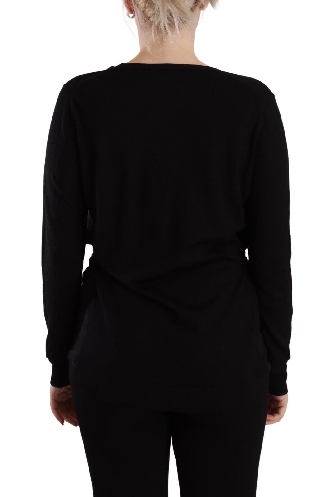 Dolce & Gabbana Black Wool V-neck Long Sleeves Pullover Top | Regal Royce