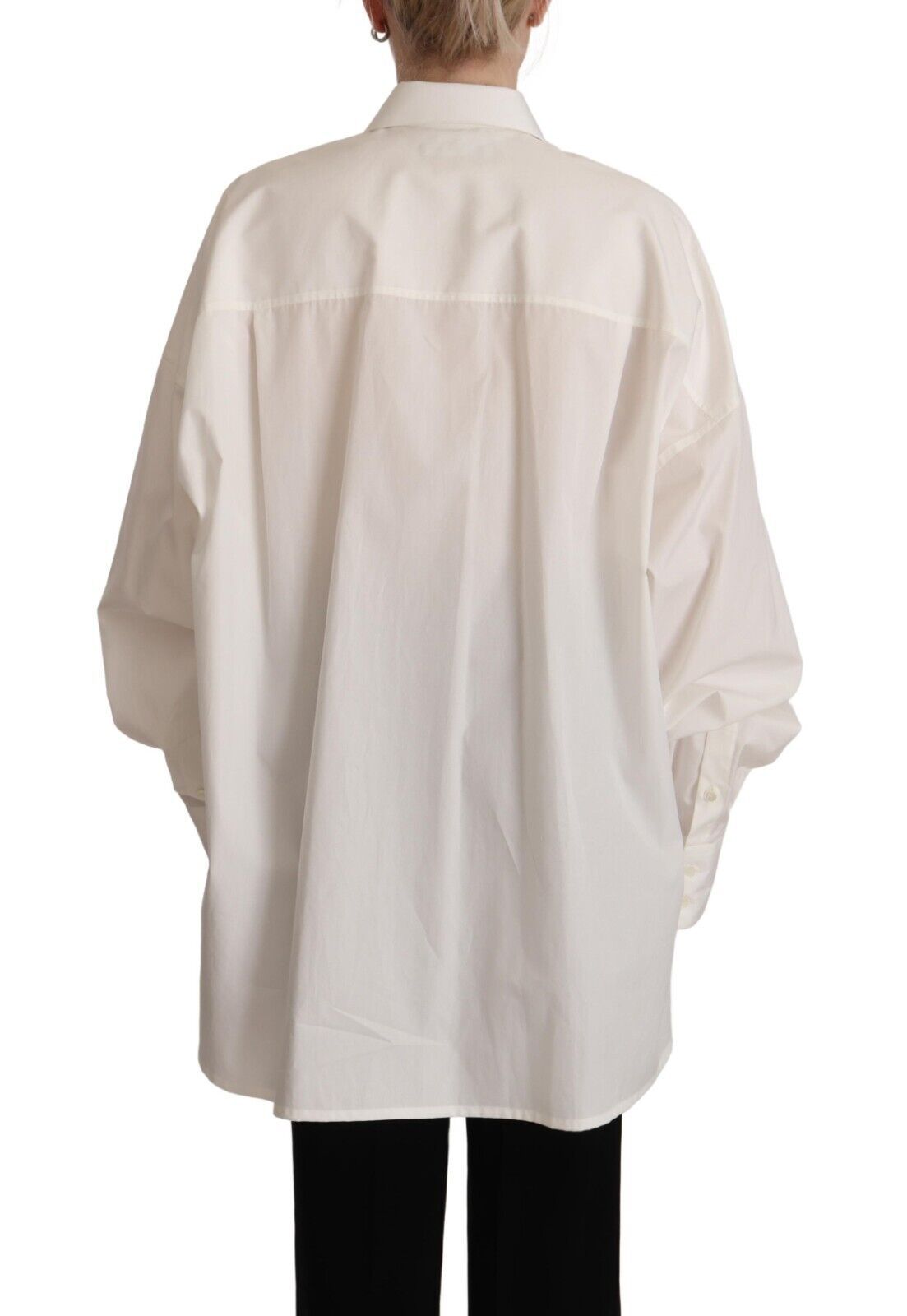 Dolce & Gabbana White Cotton Button Up Collared Long Sleeve Top | Regal Royce