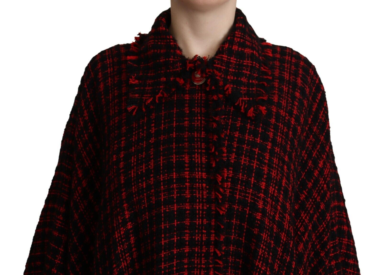 Dolce & Gabbana Black Red Cotton Checkered Over Coat Jacket | Regal Royce