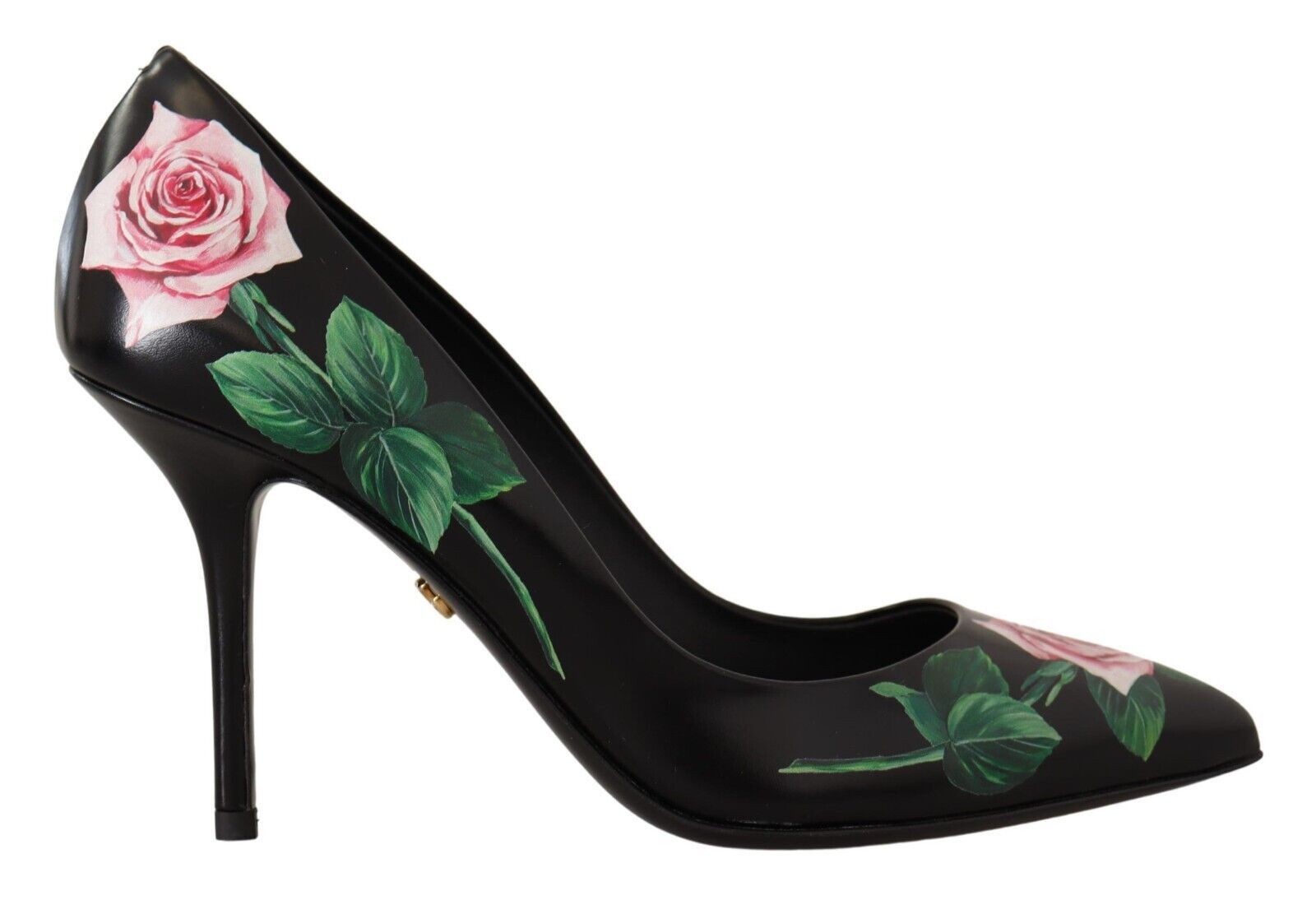 Dolce & Gabbana Black Leather Roses High Heels Pumps Shoes | Regal Royce