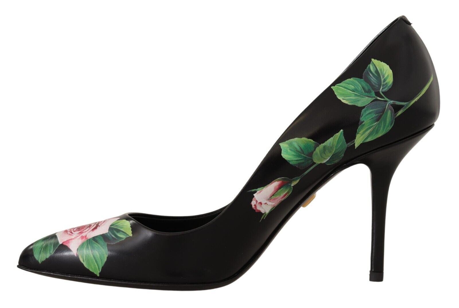 Dolce & Gabbana Black Leather Roses High Heels Pumps Shoes | Regal Royce