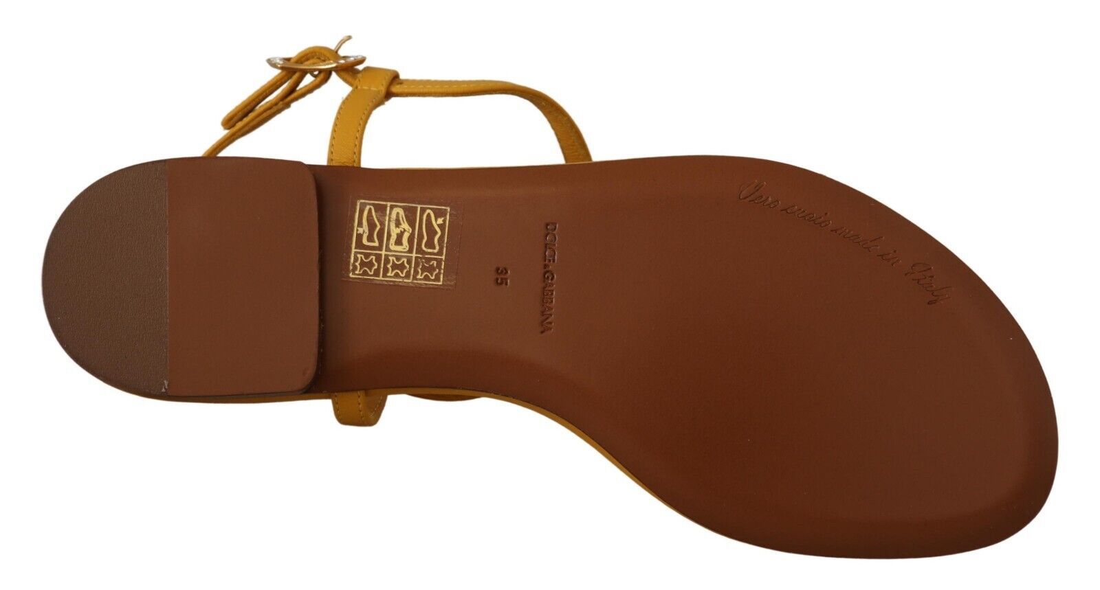 Dolce & Gabbana Mustard Leather Devotion Flats Sandals Shoes | Regal Royce