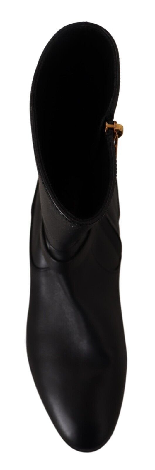 Dolce & Gabbana Black Leather Flats Logo Short Boots Shoes | Regal Royce