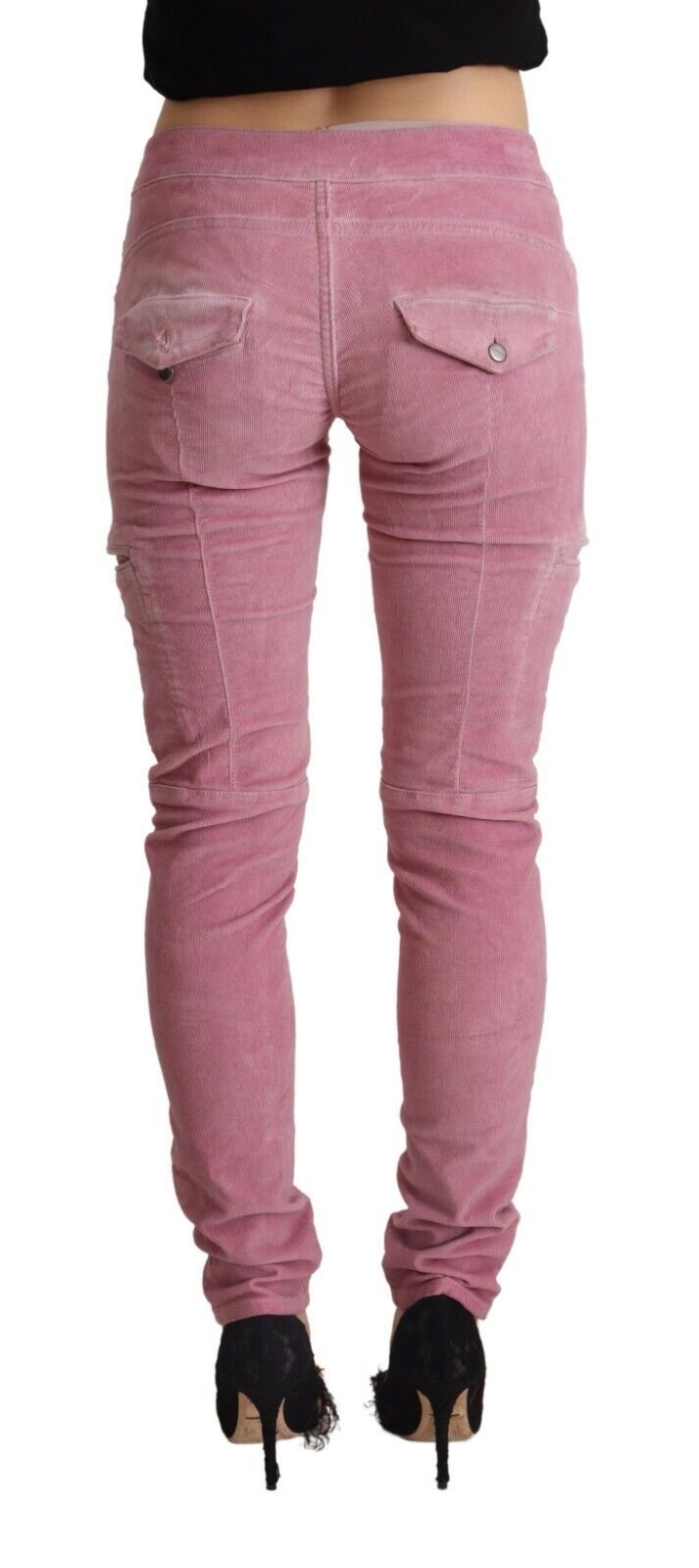 Acht Pink Cotton Low Waist Skinny Denim Cargo Jeans | Regal Royce